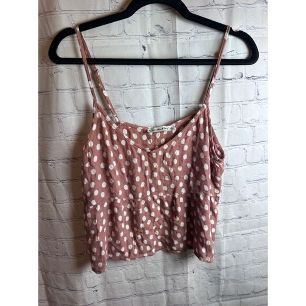 Abercrombie & Fitch Pink Polka Dot Spaghetti Strap Tank Top
